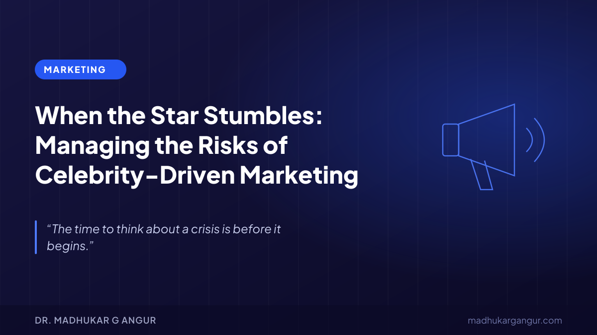 Brand billboard featuring a celebrity with a crack running across it as marketers review a contingency plan below