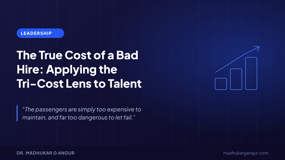 Three stacked blocks labelled acquisition, maintenance and failure, illustrating the Tri-Cost Framework for hiring